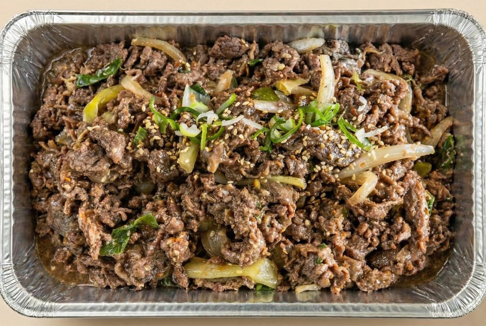 Bulgogi (Soy-Marinated Beef) - Korean catering dish by Minari Express