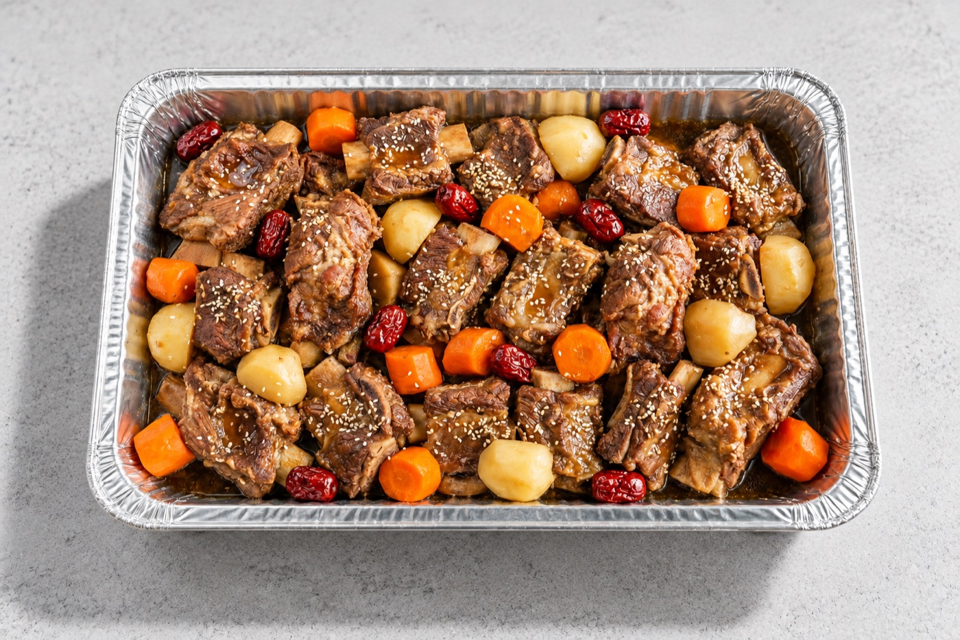 Galbijim (Soy-Braised Beef Ribs) - Korean catering dish by Minari Express
